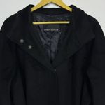 Marina Rinaldi Wool Pea Coat 23 US 14 Long Duster Black High Collar Belted Maxi Photo 3