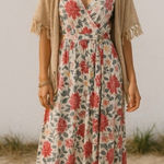 Roxy  Women's White Floral Short Sleeve V-Neck Long Maxi Wrap Dress 12‎ Beachy Photo 0