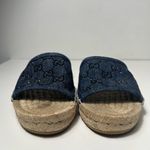 Gucci GG Blue Denim Rhinestone Glitter Slip On Espadrille Slide Sandals Photo 9