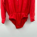 The Kooples ‎ Wrap-Over Red Silk Long Sleeve Button Down Bodysuit Sz 2 (M) NEW Photo 4