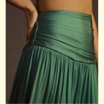 Current Air Anthropologie  Green Soft Light Silky Slit Midi Skirt Medium XL Photo 3