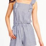 Old Navy  Romper Womens Large Linen Shorts Striped Blue White Pockets Beach Coast Photo 0