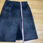 Free People Skirt Womens Medium Black Faux Suede Wrap Style Front Slit Pencil Photo 3