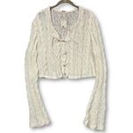 Free People NWT  Robyn Cable Knit Bell Sleeve Cropped Cardigan Sweater Women's XL Photo 1