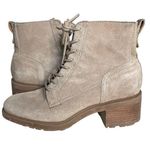 Lucky Brand Suede Lace Boots Ankle Lug Sole Stacked Heel Combat Size 8 38.5 Photo 0