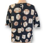 Vintage Casual Corner Top Black Brown Native Abstract Art Short Sleeve Blouse Black Size L Photo 1