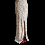 Monash Apparels Sequined Evening Gown With Side Slit Silver Size M Photo 8