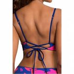 Maaji Jade Black Parade Long Line Triangle Reversible Bikini Top Blue Pink NWT S Photo 3