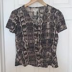 Midnight sky  snakeskin print button up top Photo 0