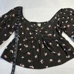 Billabong  Love You More Floral Print Sweetheart Crop Blouse Size L Beach Boho Photo 11