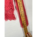 Ultra Pink Crochet Women Lace Long Sleeve Crop Top Boho Festival Delicate Pink L Photo 3