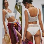 Beach Riot NWT Elliot Crochet White Bikini Set L Photo 1