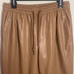 ZARA  tan faux leather drawstring jogger size M Photo 2
