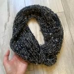 Handmade Hand-knit Gray and Black Beaded Loop Twist Continuous Circular Scarf, one size Photo 2
