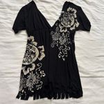 Y2K paper tags vintage Black white hotfix floral babydoll top fringe Size medium Photo 3