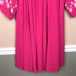 Torrid  Women’s Boho Barbiecore Hot Pink White Floral Print Puff Sleeve Dress Photo 3
