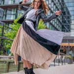 BIBHU MOHAPATRA x RTR Black White Colorblock Pleated Crewneck Flowy Dress Size 4 Photo 0