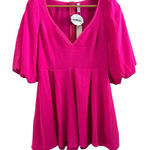 Glam Boutique Style Women’s Hot Pink Lots of Love Half-Sleeve Romper Zip Shorts Photo 0