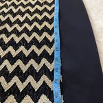 Connected Apparel Navy Sheath Metallic Chevron Split Neck Dress Photo 12