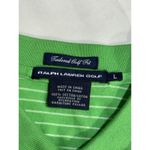 Ralph Lauren Golf Polo Shirt L Green & White Stripes Pink Pony Logo Tailored Fit Photo 4