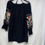 Free People  Mini Dress SP Fleur Du Jour Black Off Shoulder Embroidered Photo 4