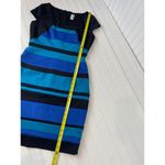 Sangria Blue & Black Stripe Mini Bodycon Dress Cap Sleeve Career Office Size 8 Photo 3