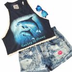 LF new Carmar ❉ Retro 80’s Acid Wash Denim High Waist Cuffed Festival Short ❉ 27 Photo 8