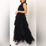 Petal and Pup NWOT  Black FRANCES halter tulle tiered bow maxi dress sz S Photo 3