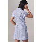 Anthropologie NEW Maeve Wrap Mini Shirt Dress Medium Blue Stripe Photo 4