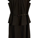 Olivia Matthews  Black Peplum Belted Sheath Dress Size 14W Photo 0