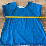 Umgee  Blue Frayed Hem Mixed Print Boho Top Large Photo 5