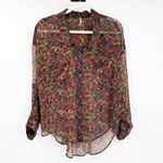 Free People  FP Womens Sheer Floral Printed Long Sleeve‎ Button Down Shirt Size S Photo 1