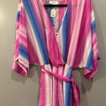 Peach Love  Striped Tie Waist Romper Photo 0