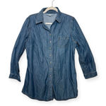 Coldwater Creek Blue Chambray Tunic Shirt Western Boho Classic Button Down PL Photo 0
