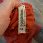 Free People  Dainty Lace Hem Cottage Boho Coral Chemise‎ Sleeveless Midi Dress LG Photo 3