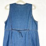 Vintage 90s Denim Midi Shirt Dress Size 12 Snap Front Sleeveless Western Boho Blue Photo 3