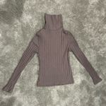 SweatyRocks Ribbed Long Sleeve Mock Neck Cutout Top Women’s Brown Taupe NWT Sz S Photo 3