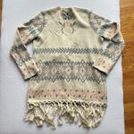 Odd Molly Boho Cardigan Sweater Wrap Tie Fringe Hem Tribal Knit Women's Size 2 Photo 1