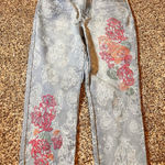 DG2 Denim Jeans Size 10‎ Floral Embroidered Pants Cropped Blue Photo 0