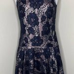 Eliza J Dress 2 Navy Floral Lace High Low Drop Waist Special Occasion Cocktail Photo 0