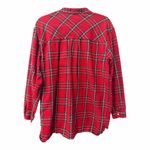 Eddie Bauer Top Womens Red Plaid Flannel Tunic Snap Front Shirt size medium Photo 9