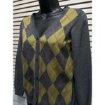 Van Heusen Van Heusen Button Up Olive Green/Gray Argyle Long Sleeve Sweater Size XS Knit Photo 1