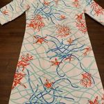 J. McLaughlin  Dress Women’s 6 Short Sleeve White Starfish Coral Beachy Photo 0