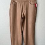 Spanx NWT vegan leather slim straight pants toffee tan XL Photo 12