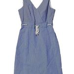 J.Crew  Coastal Grandma Preppy Striped V Neck Rope Tie Waist Dress Blue White 0 Photo 0