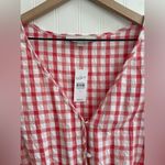 Loft Gingham Flutter V-Neck Button Front Midi Dress Cottagecore Size 12 NWT Photo 10