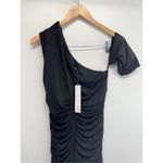 AQUA Mini Dress Size Medium Black Ruched One Shoulder Cocktail Party NWT Photo 6