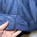 Lululemon Jacket Navy Blue Black Foil Floral Zip Up Removable Hood Size 2 Photo 4