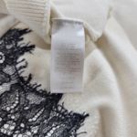 Talbots Womens Sweater XL Cream Black Paisley Eyelash Lace Stripes Crew Neck Photo 3