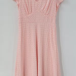 Perceptions Womens Lace Dress L Pink A Line Smocked Waist V Neck Short Sleeves Photo 0